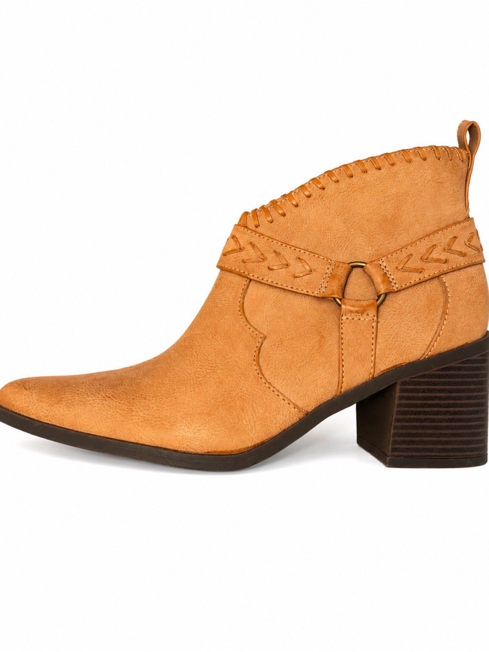 Frye & Co Palma Stacked Heel ankle Booties Light Tan SZ 9.5 leather western